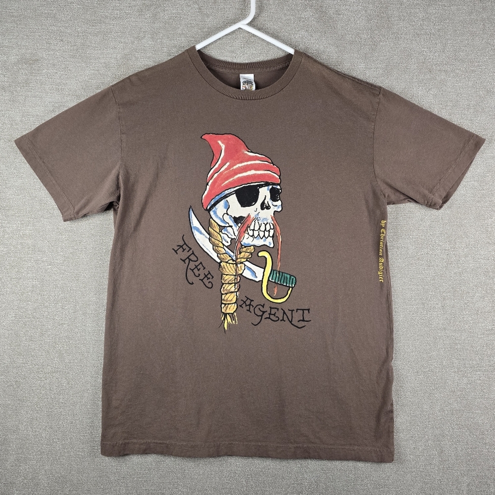 ED HARDY T Shirt Mens SZ XL by Christian Audigier Free Agent Pirate Skull (G38)